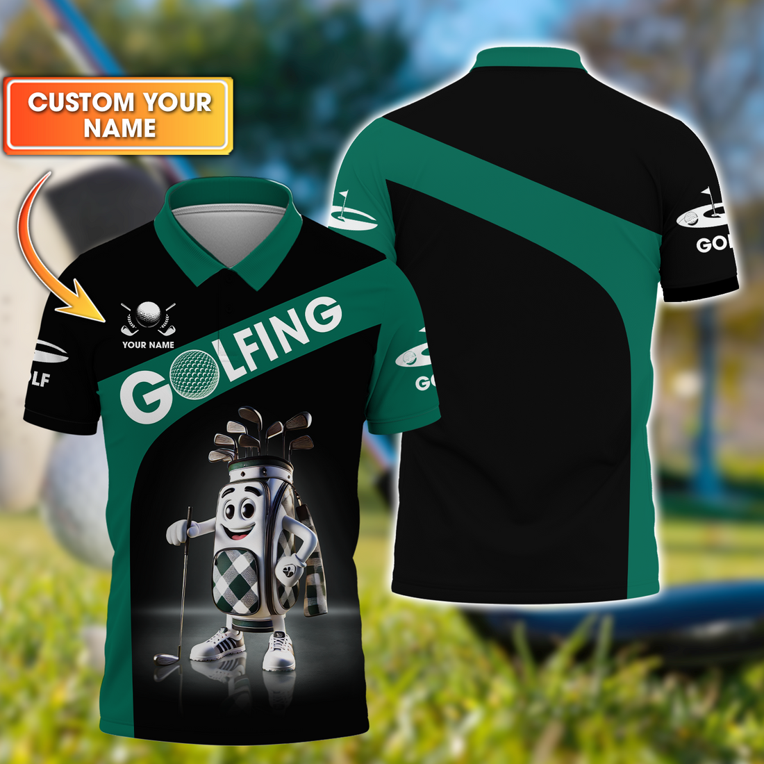 Golfing Custom Funny Men's Golf Polo Shirt, Golfing Apparel, Mens Golf Gift