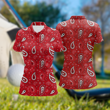 Paisley Bandana Womens Golf Polo Shirt, Custom Ladies Golf Shirt