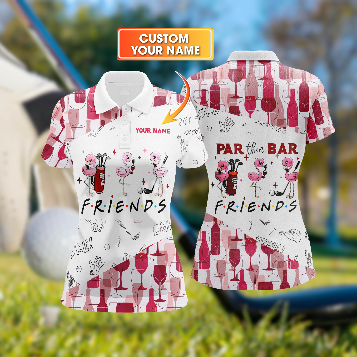 Par Then Bar Custom Funny Long Sleeve Polos Womens, Ladies Golf Polos