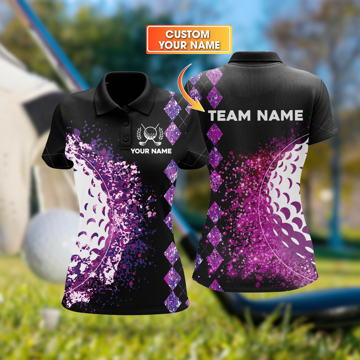 Colorful Golf Shirt, Custom Womens Golf Polo Shirt With Team Name, Golfing Apparel, Womens Golf Gifts