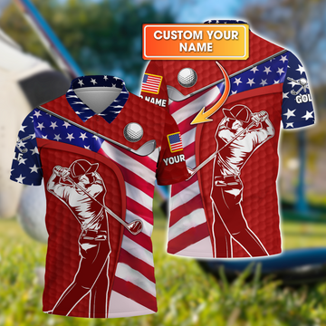 Red Custom Men's Golf Polo Shirt, Golfing Apparel, Mens Golf Gift