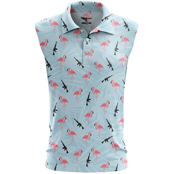 Funny Flamingos Women's Sleeveless Golf Polo Shirt, Mothers Day Gift, Women Golf Gifts