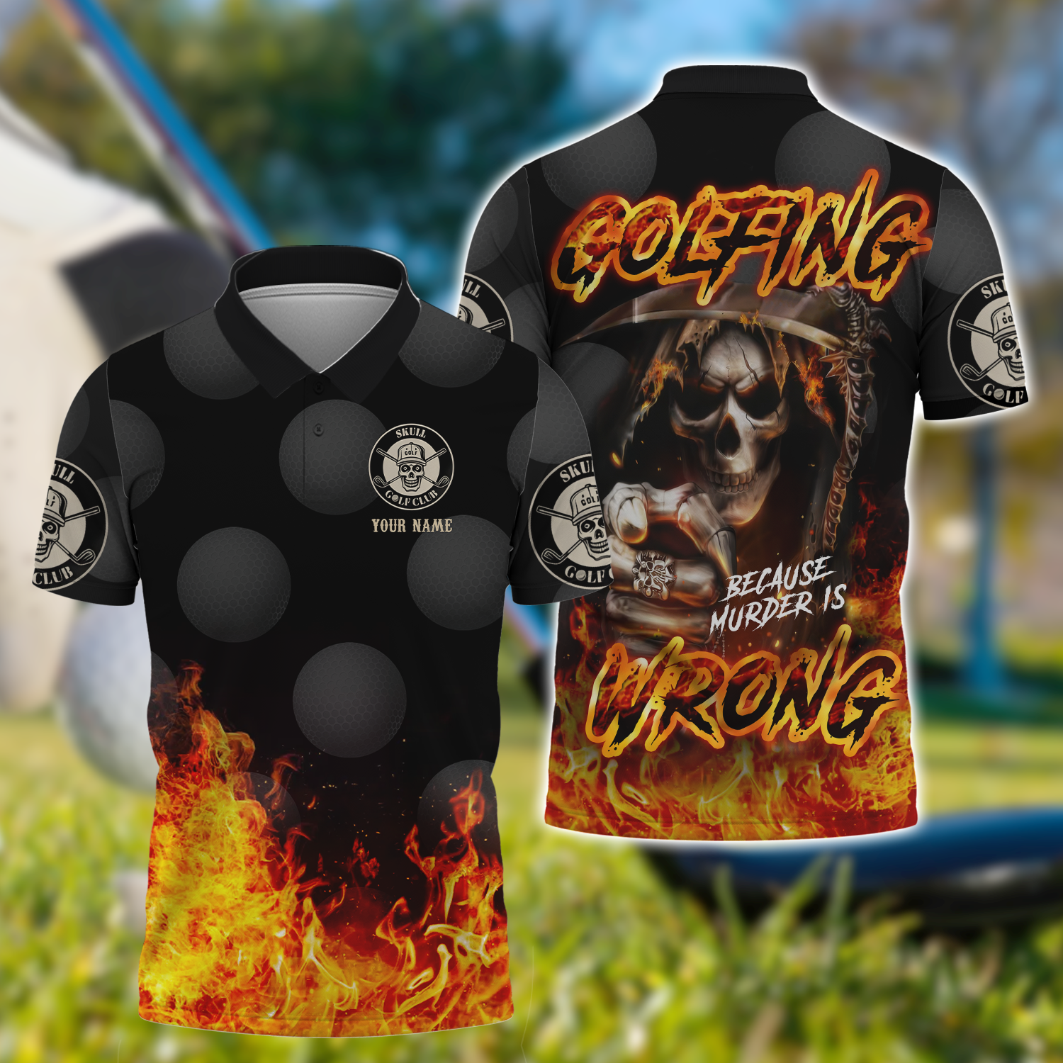 Golfing Wrong Skull Custom Golf Shirt, Gift For Golfers, Golf Gift For Men