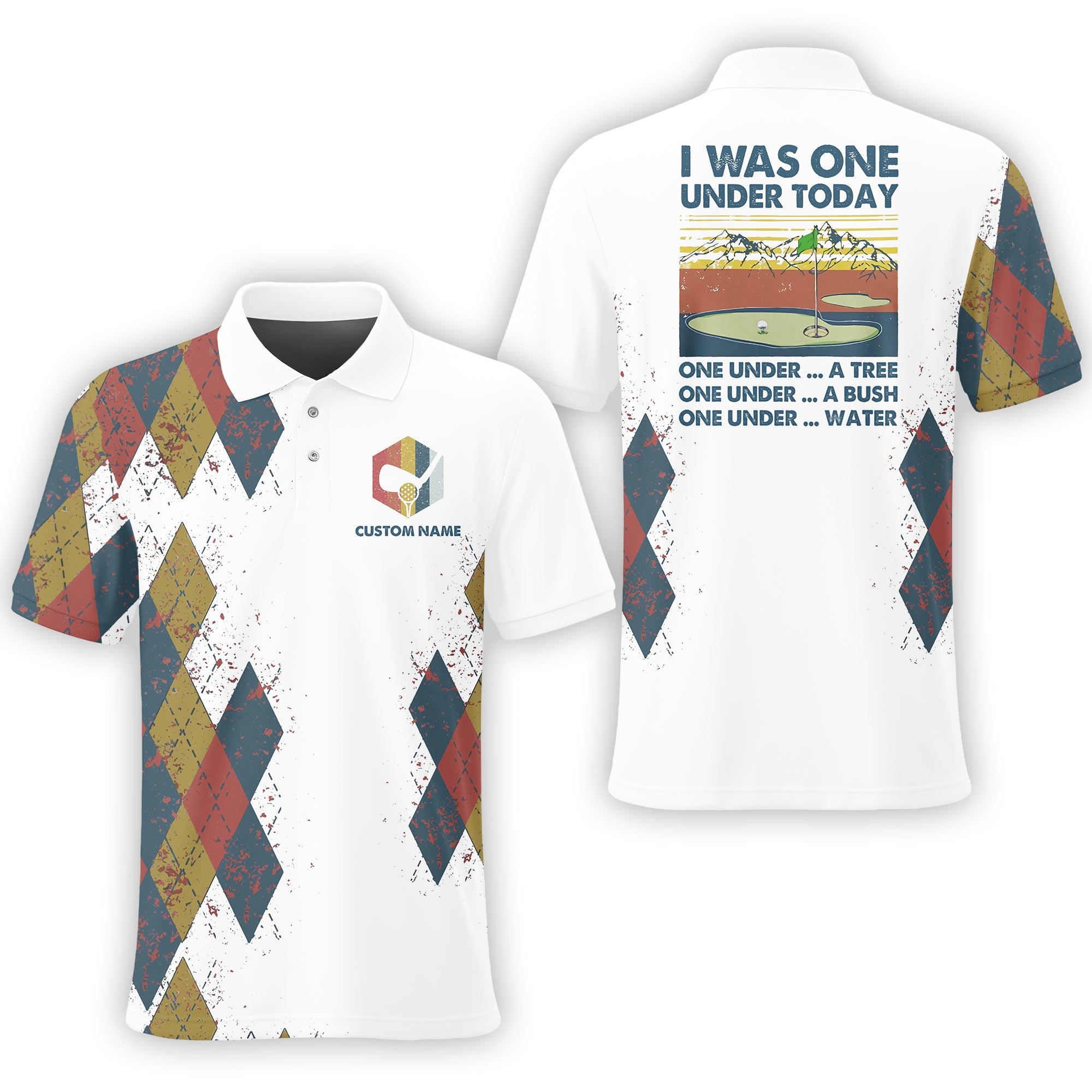 I Was One Under Today , Custom Polo Golf Shirt, Present For Golfer