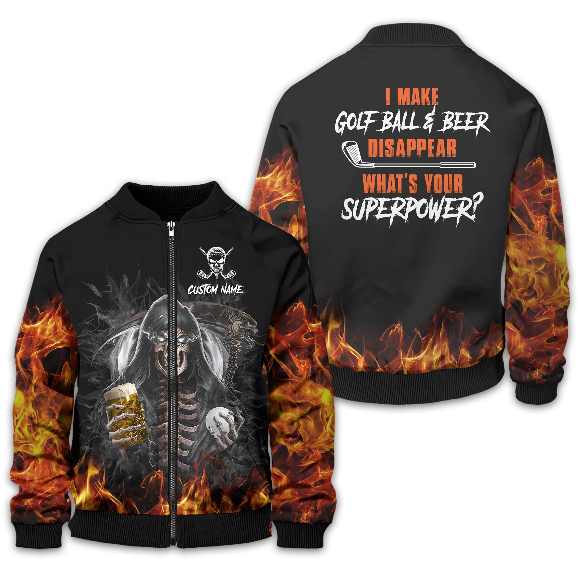 I Make Golf Ball And Beer Disappear Custom Golf Polo Shirt, Skull Golf Shirt, Gift For Golfers