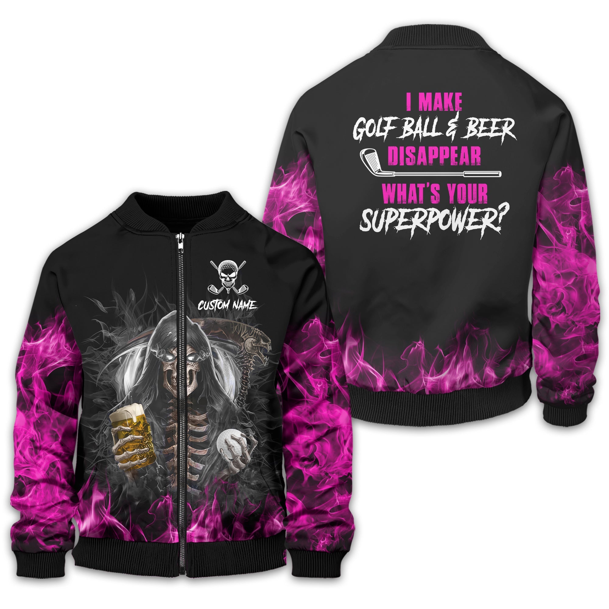 I Make Golf Ball And Beer Disappear Custom Golf Polo Shirt, Skull Golf Shirt, Gift For Golfers