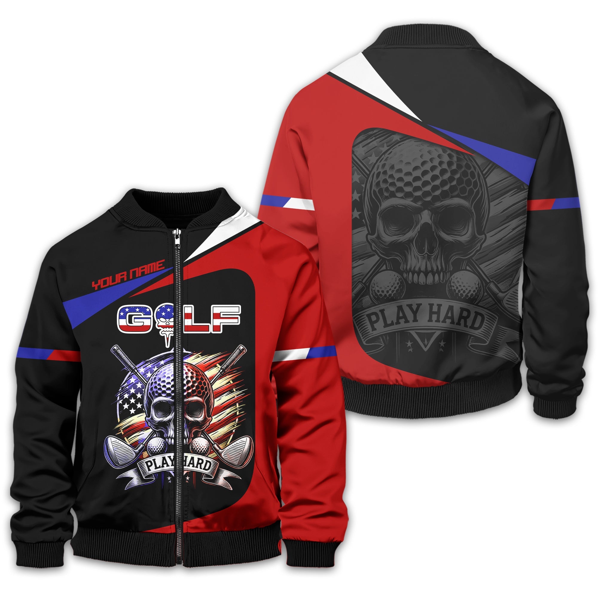 Skull And Flag Golf Shirt For Men, Personalized Golf Shirt, Patriotic Golf Shirt, Gift For Golfers