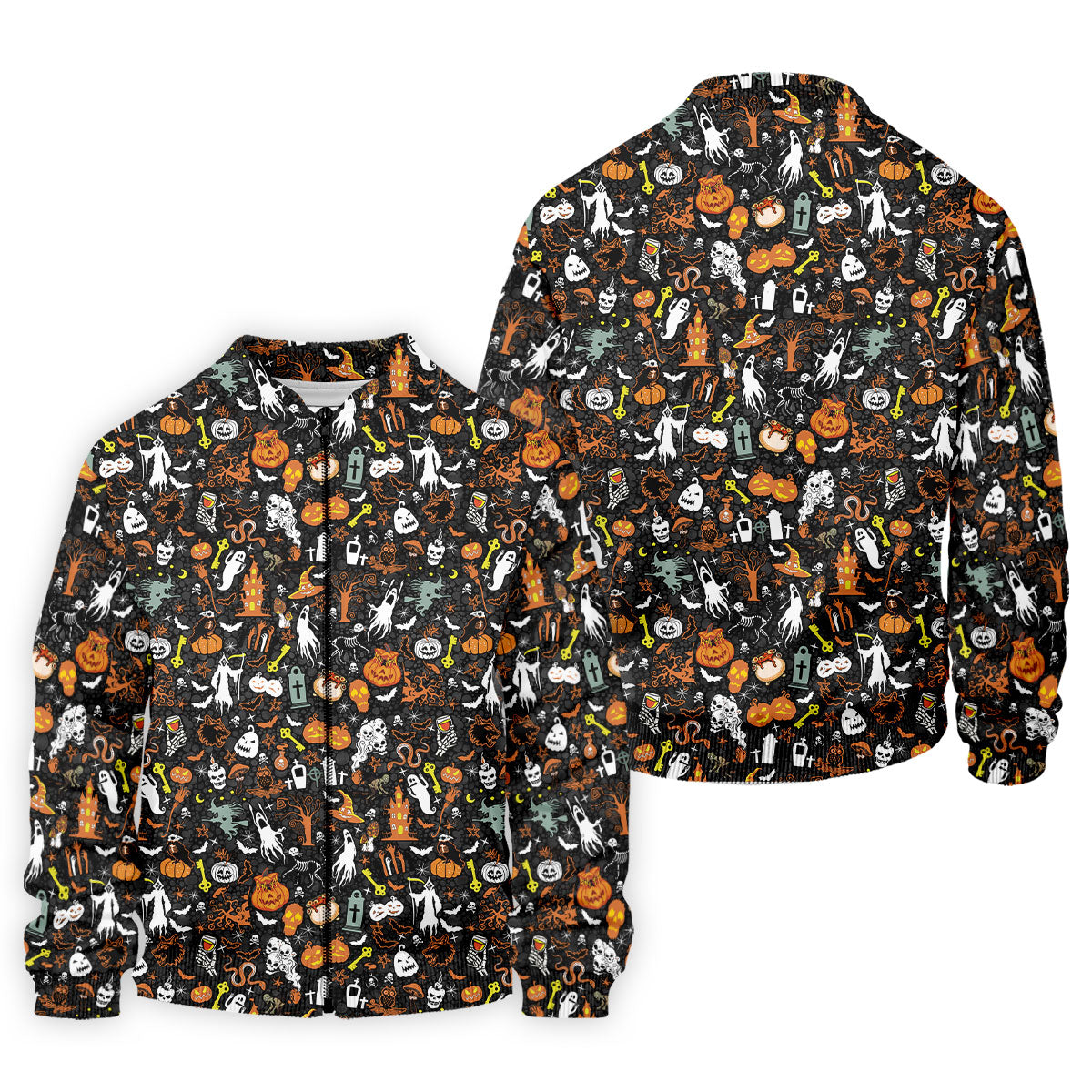 Trick or Treat Spooky Ghost Pumpkin Men's Golf Shirt, Halloween Golf Shirt, Fun Golf Shirts For Mens