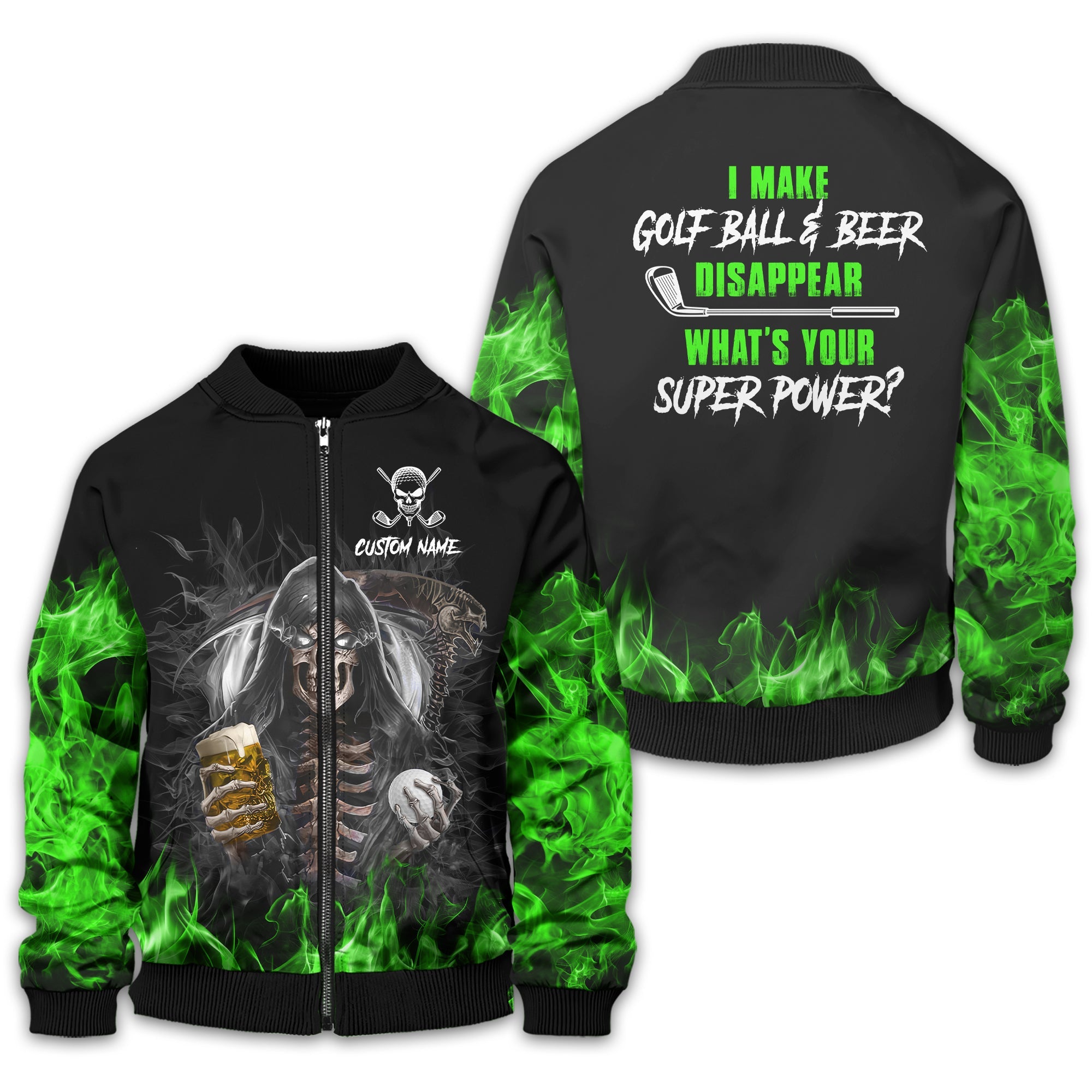 I Make Golf Ball And Beer Disappear Custom Golf Polo Shirt, Skull Golf Shirt, Gift For Golfers