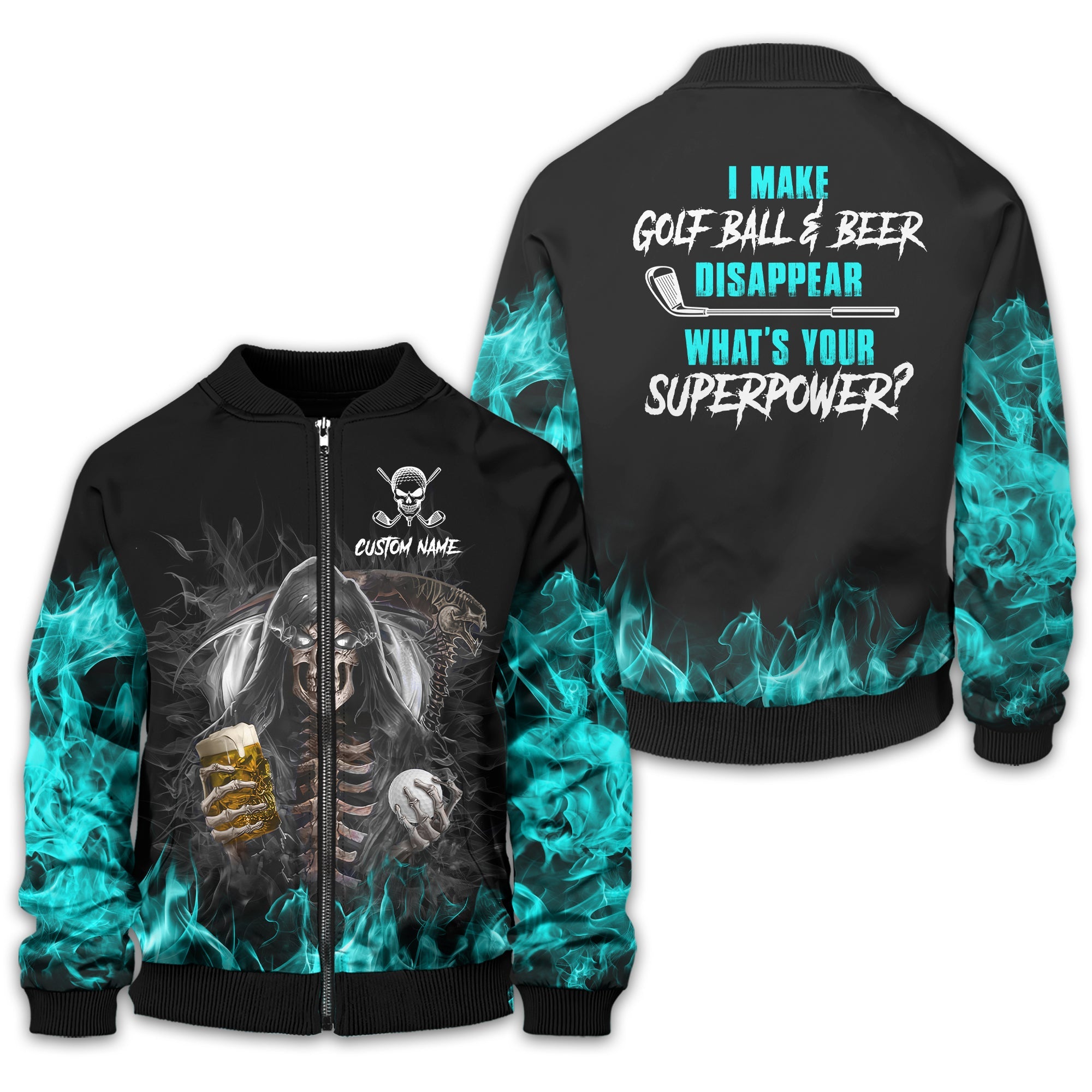 I Make Golf Ball And Beer Disappear Custom Golf Polo Shirt, Skull Golf Shirt, Gift For Golfers