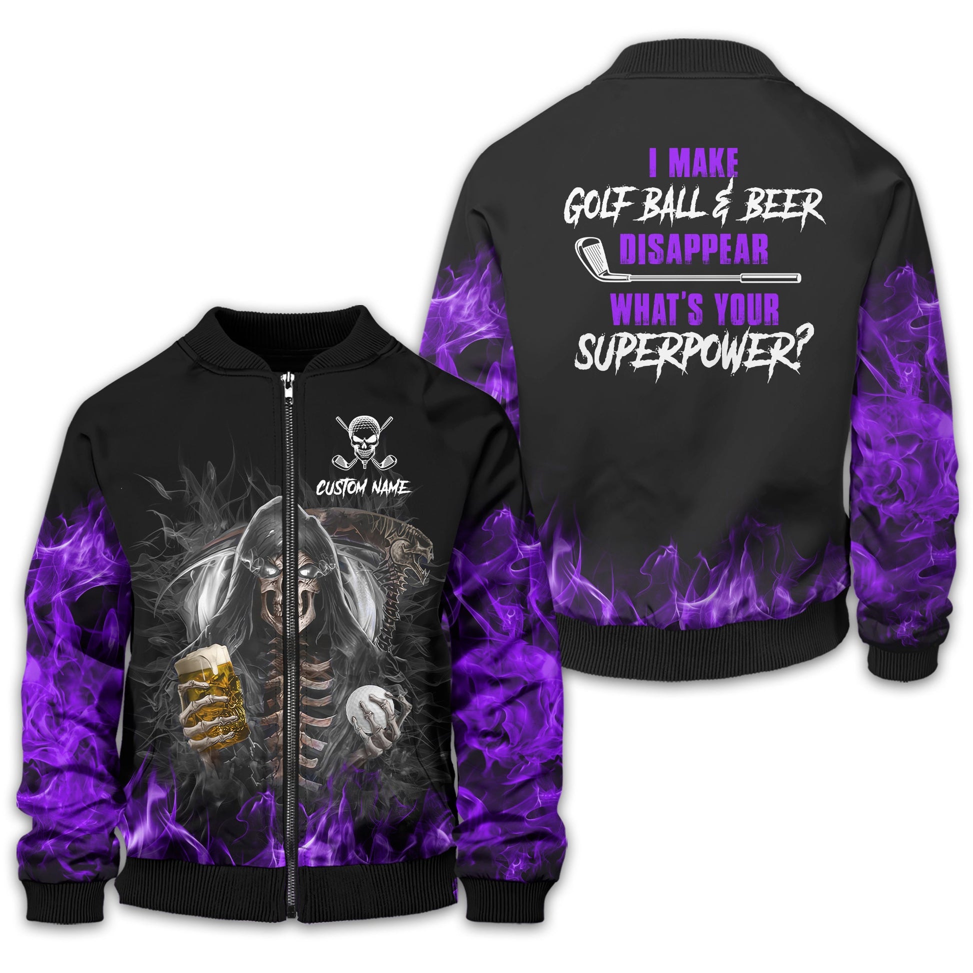 I Make Golf Ball And Beer Disappear Custom Golf Polo Shirt, Skull Golf Shirt, Gift For Golfers