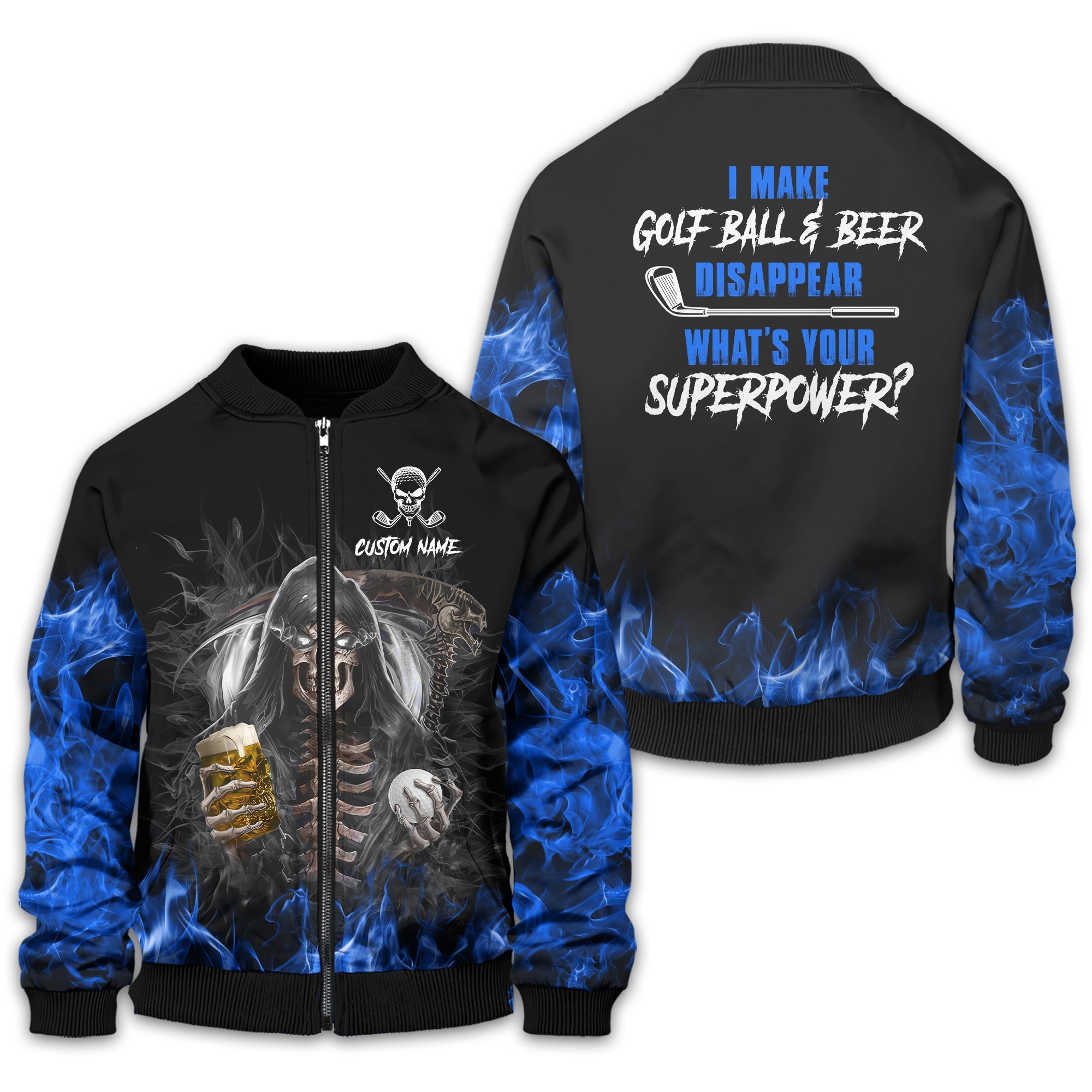 I Make Golf Ball And Beer Disappear Custom Golf Polo Shirt, Skull Golf Shirt, Gift For Golfers