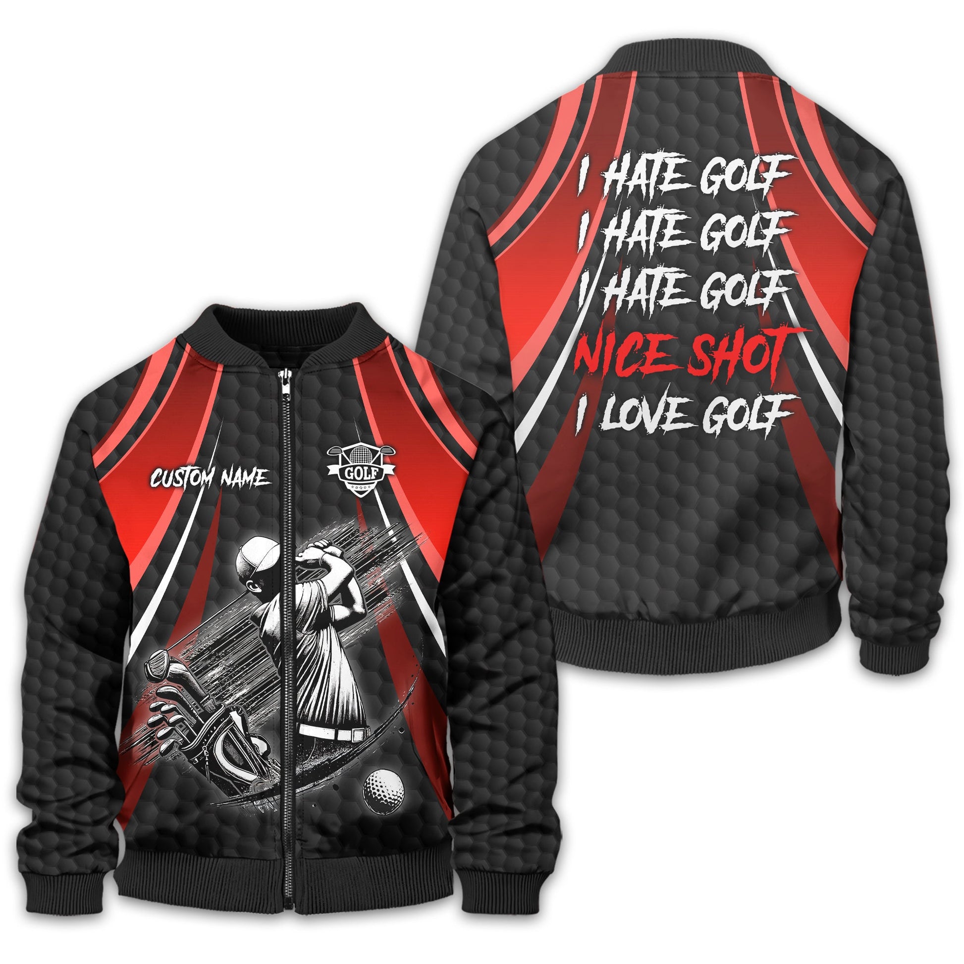 I Hate Golf Custom Men's Golf Polo Shirt, Funny Golf Shirt, Gift For Golfer