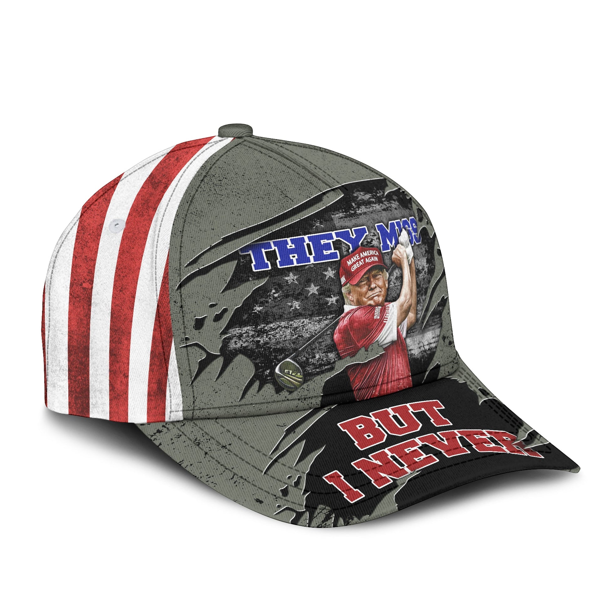 They Miss But I Never Trump 2024 Golf Cap, Graphic Full Print Cap, Trump Cap, Gifts For Golfers