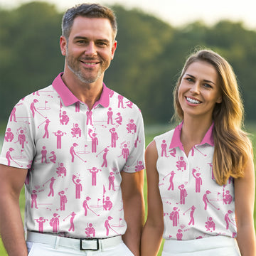 Personalized Men Patterned Golf Shirts, Golf Presents For Him, Men Golf Polo, His And Hers Golf Shirts
