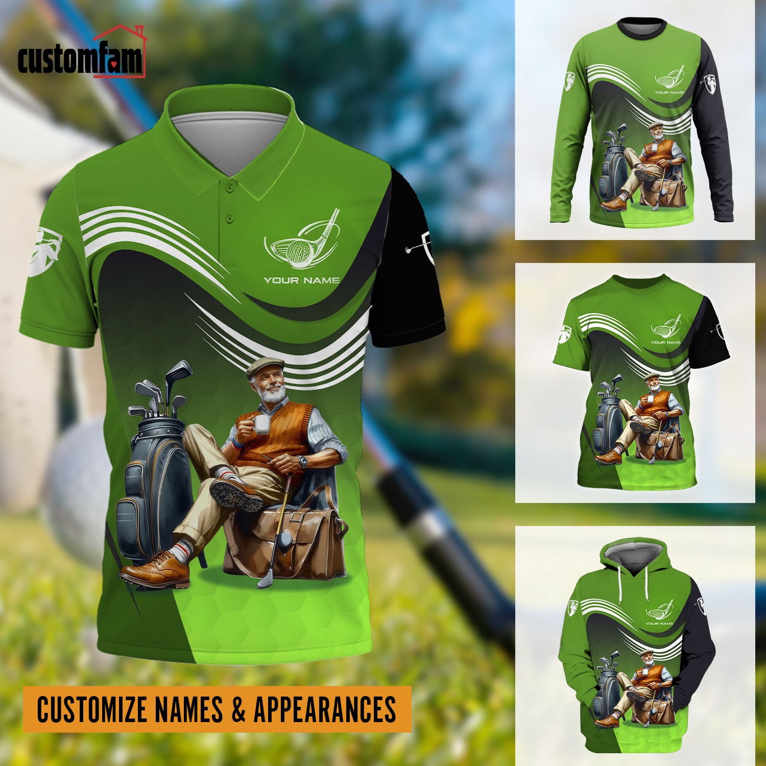 Classic Senior Golfer Custom Men's Golf Polo Shirt, Golfing Apparel, Gift For Golfers