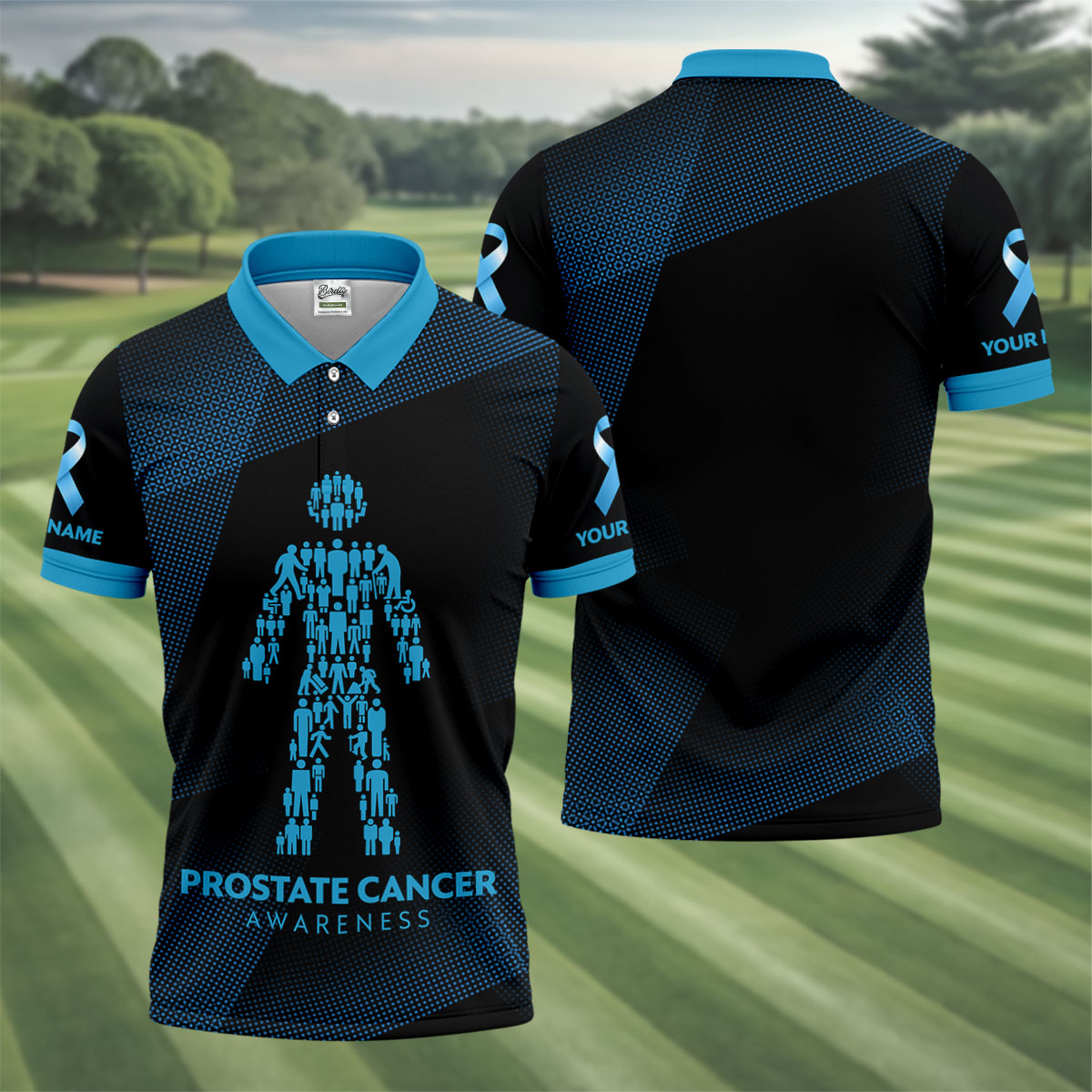 Prostate Cancer Awareness Black And Blue Polo, Mens Golf Polo Shirts, Cancer Awareness Shirt, Cancer Survivor Shirt