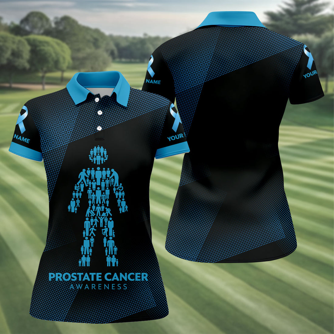 Prostate Cancer Awareness Black And Blue Polo, Cancer Awareness Shirt, Ladies Golf Shirts