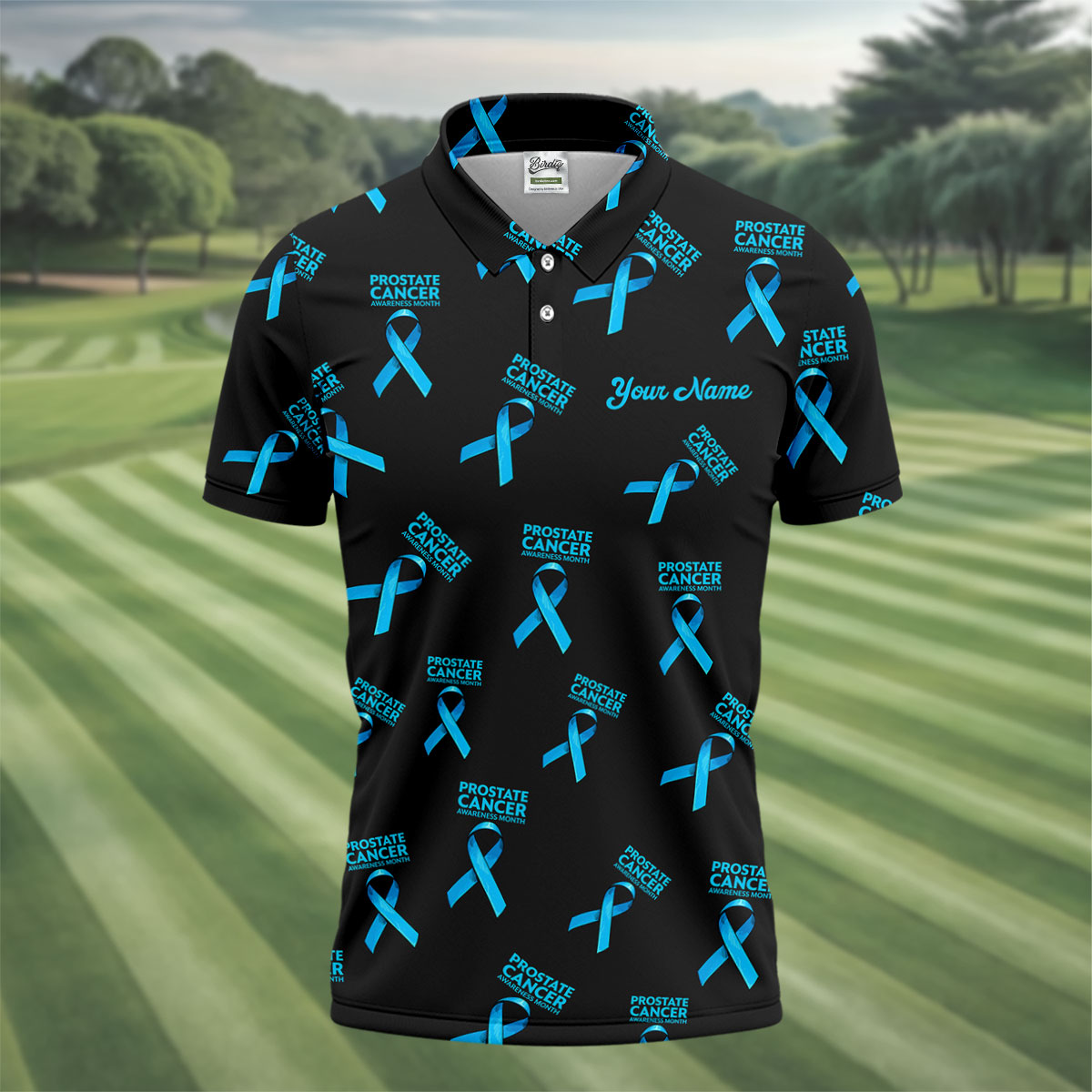 Prostate Cancer Awareness Blue Ribbon Golf Tops For Men, Unique Gift For Golfer, Golfing Apparel