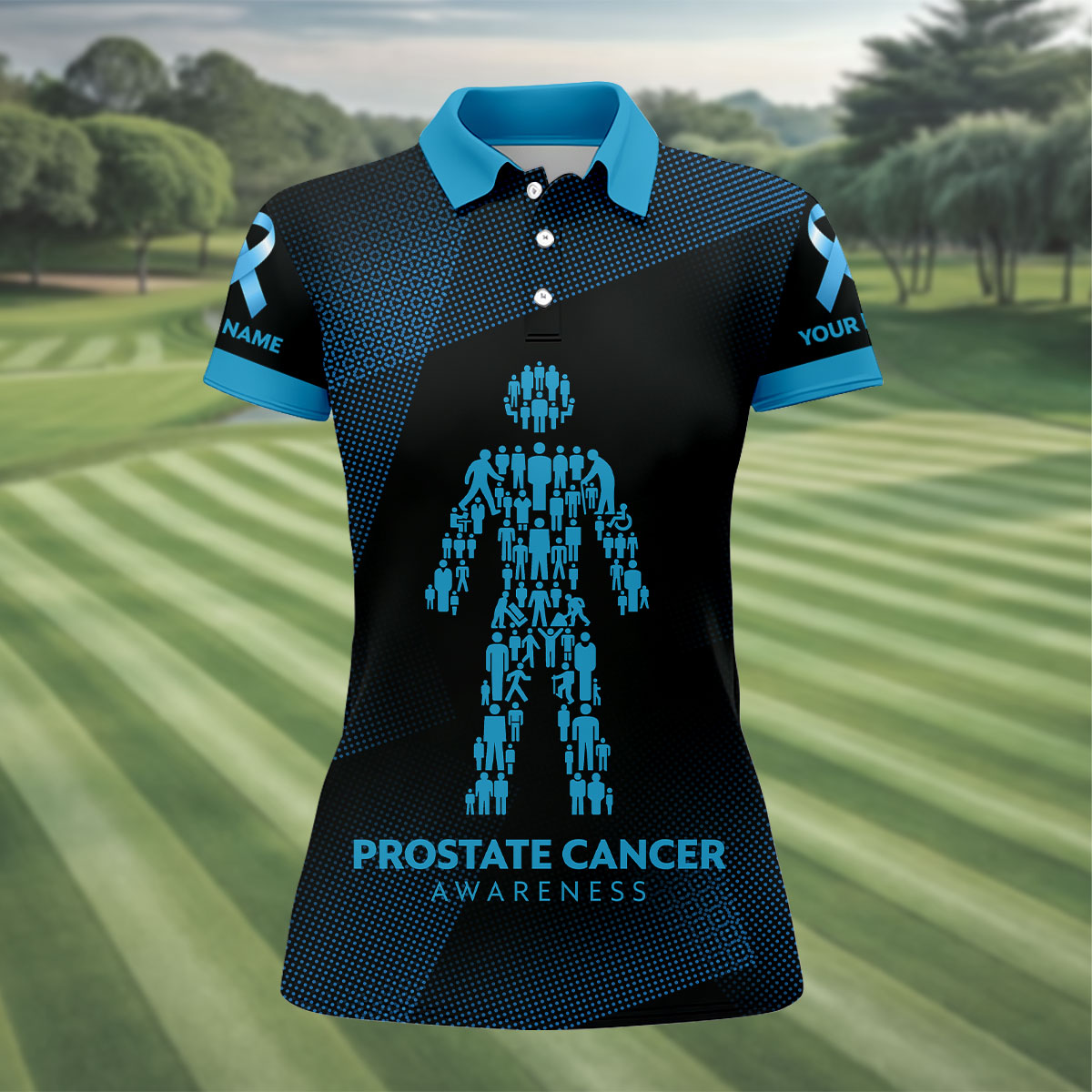 Prostate Cancer Awareness Black And Blue Polo, Cancer Awareness Shirt, Ladies Golf Shirts