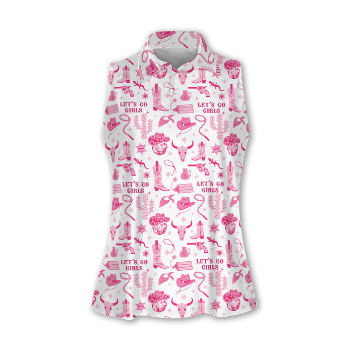 Let's Go Girl Western Golf Shirts Women, Pink Cowgirl Shirt, Ladies Golf Gift Ideas, Women Golf Top