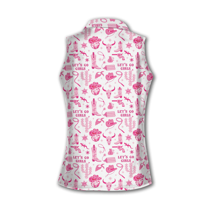 Let's Go Girl Western Golf Shirts Women, Pink Cowgirl Shirt, Ladies Golf Gift Ideas, Women Golf Top