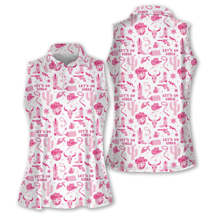 Let's Go Girl Western Golf Shirts Women, Pink Cowgirl Shirt, Ladies Golf Gift Ideas, Women Golf Top