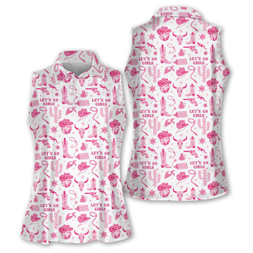 Let's Go Girl Western Golf Shirts Women, Pink Cowgirl Shirt, Ladies Golf Gift Ideas, Women Golf Top