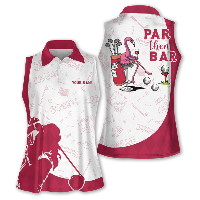 Par Then Bar Flamingo Sleeveless Women Golf Shirt, Funny Golf Shirts For Ladies, Golf Gifts For Women