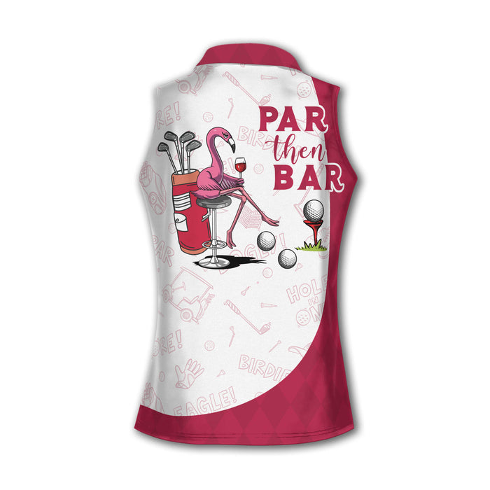 Par Then Bar Flamingo Sleeveless Women Golf Shirt, Funny Golf Shirts For Ladies, Golf Gifts For Women