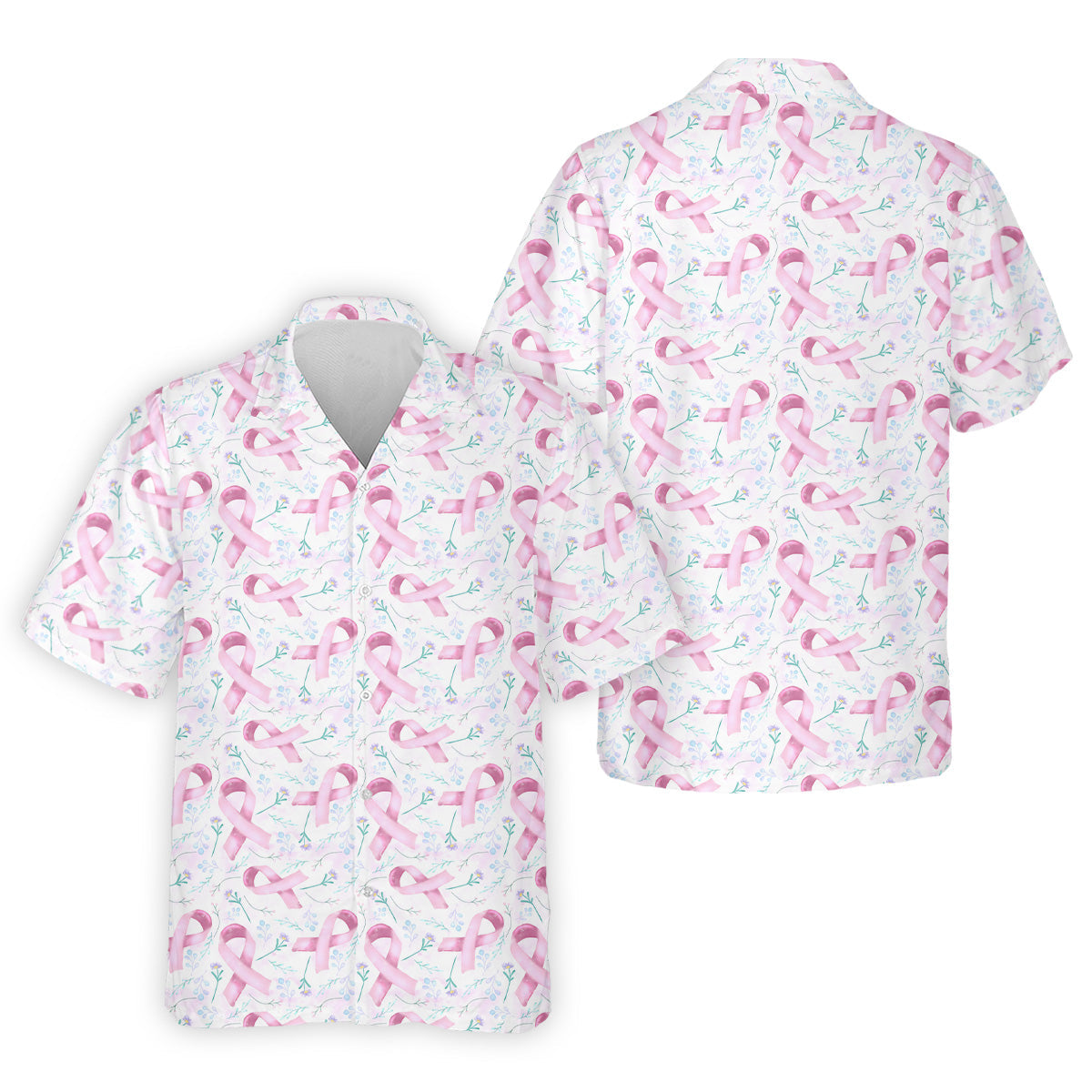 Pink Floral Breast Cancer Golf Shirt, Mens Golf Polo Shirts, White Polo Shirt Mens, Golfing Apparel
