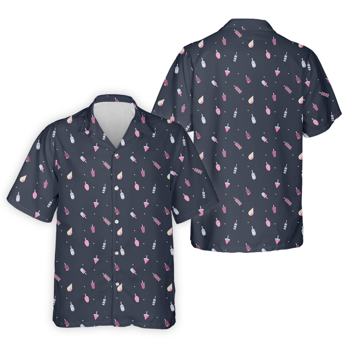 Ice Cream Pattern Golf Shirt, Fun Golf Shirts For Men, Cute Golf Shirt, Long Sleeve Golf Shirts