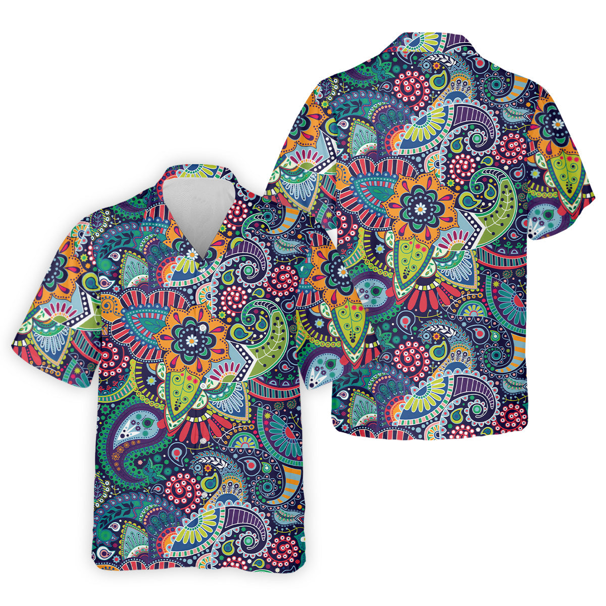 Colorful Paisley Men Polo, Mens Paisley Shirts, Mens Golf Polo Shirts, Golf Gift For Men