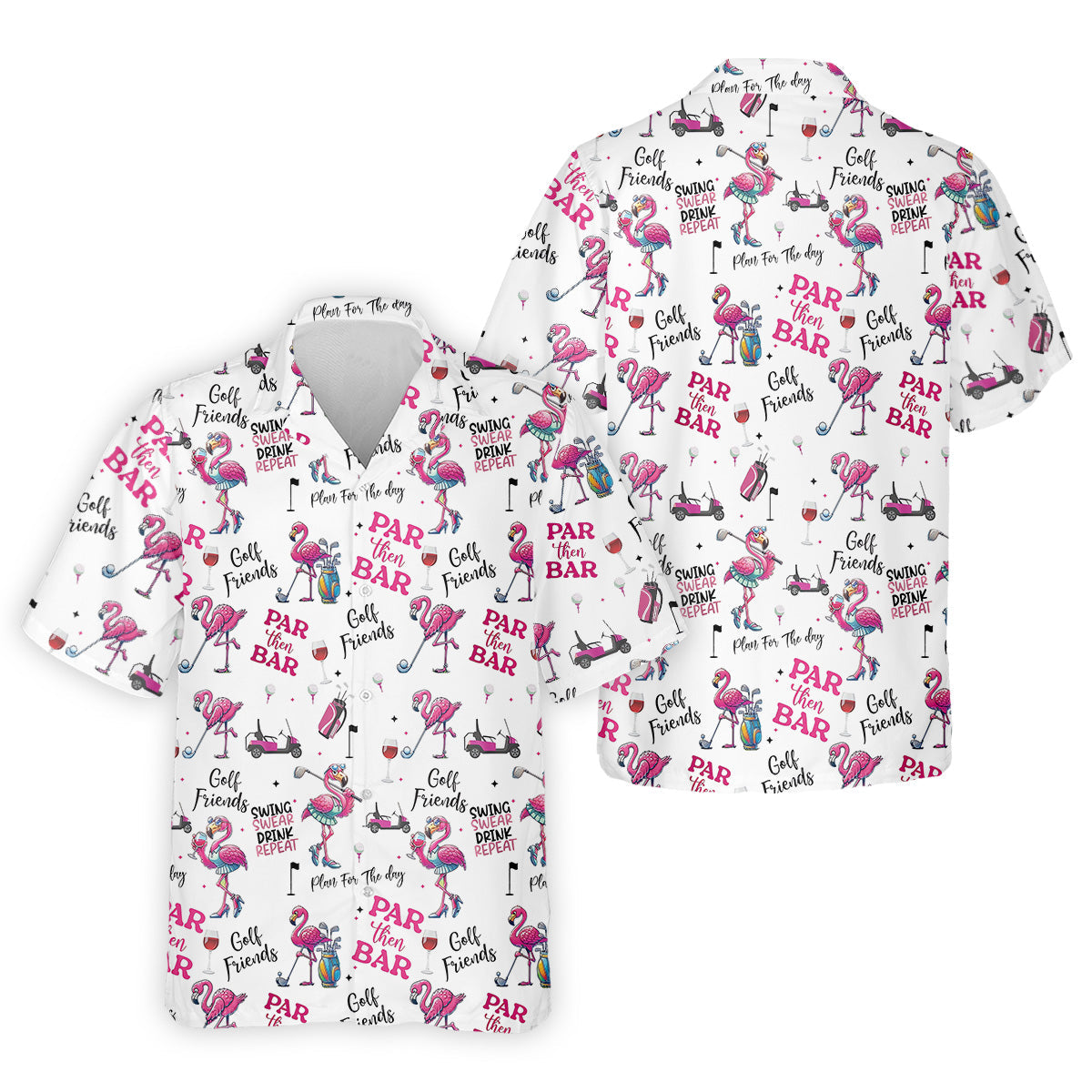 Par Then Bar Flamingo Funny Golf Shirt, Couple Golf Shirt, Matching Golf Shirt, Couple Matching Golf Outfits