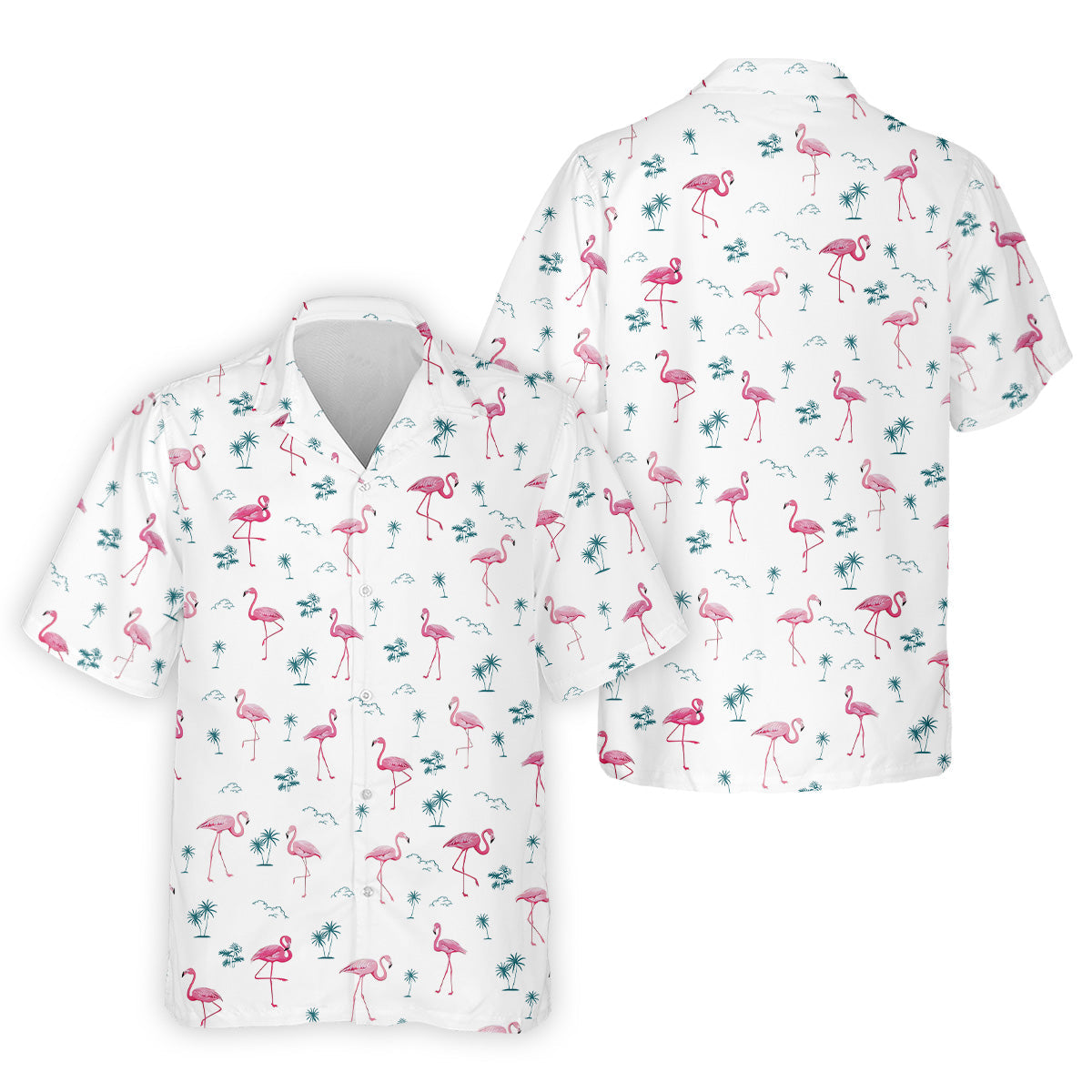 Flamingo Tropical White Polo Shirt Mens, Summer Polo Shirts, Unique Gift For Golfer
