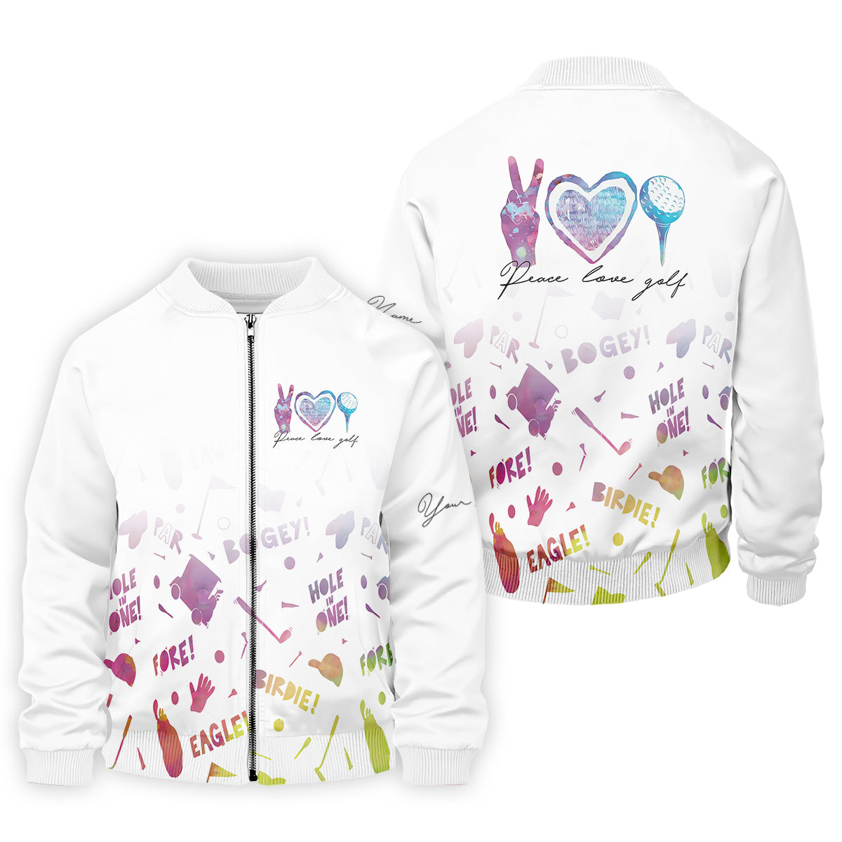 Peace Love Golf Watercolor Shirt, White Polo Shirt Mens, Golf Accessories For Men, Hole In One