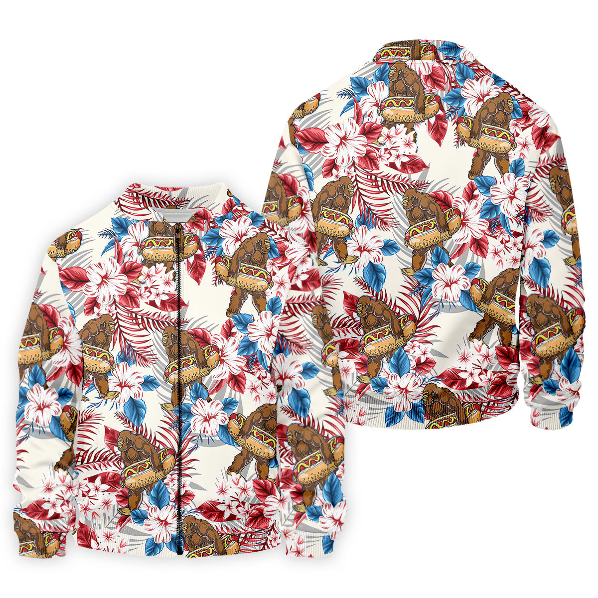 Bigfoot Hawaiian Shirts, Funny Hotdog Men Polo, Fun Golf Shirts For Men, Golfing Apparel