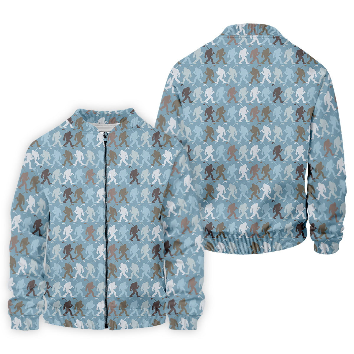 Bigfoot Silhouette Pattern Fun Golf Shirts For Men, Unique Gift For Golfer, Men's Golf Polo