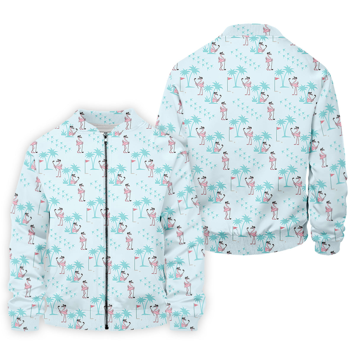 Tropical Flamingo Blue Golf Shirt, Short Sleeve Button Down, Men Polo, Golf Gift For Men