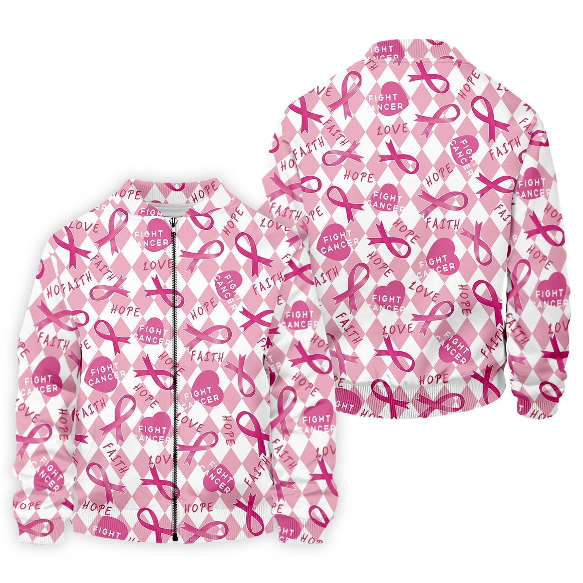 Faith Hope Fight Cancer Men's Golf Shirt, Breast Cancer Awareness Shirt, Golf Shirts For Men