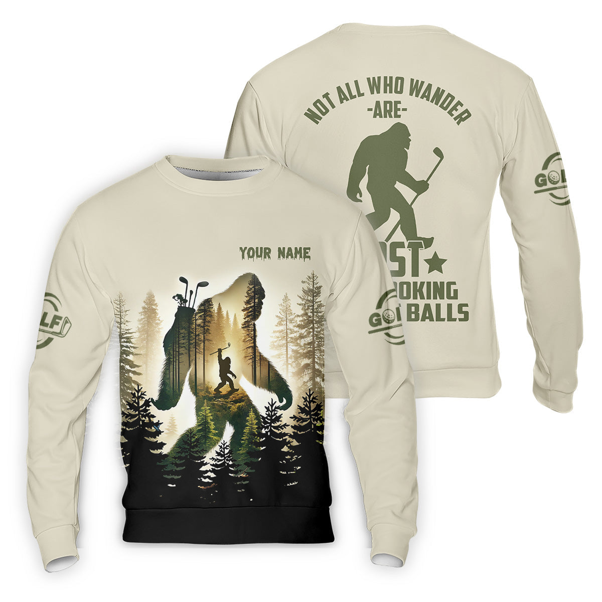 Not All Who Wander Are Lost Some Are Looking For Golf Balls Bigfoot Golf Shirt, Fun Golf Shirts For Men, Men's Golf Polo