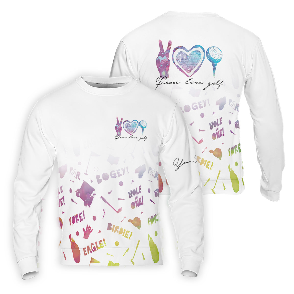 Peace Love Golf Watercolor Shirt, White Polo Shirt Mens, Golf Accessories For Men, Hole In One