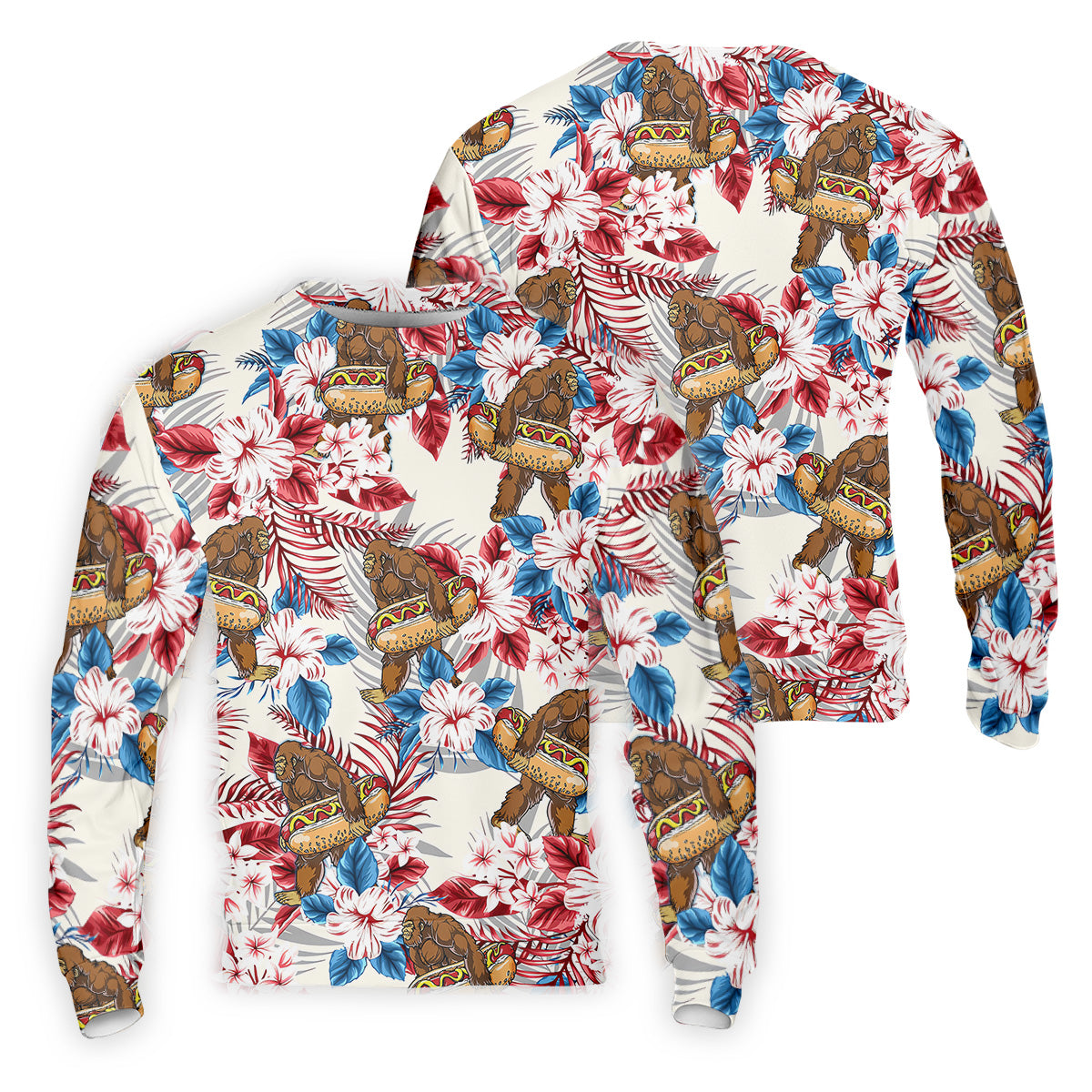 Bigfoot Hawaiian Shirts, Funny Hotdog Men Polo, Fun Golf Shirts For Men, Golfing Apparel