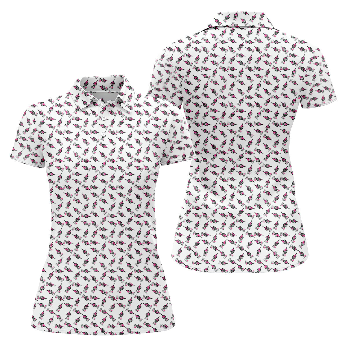Middle Finger Breast Cancer Golf Shirt, Ladies Golf Polo Tops, Funny Women Golf Shirt, Ladies Golf Shirts
