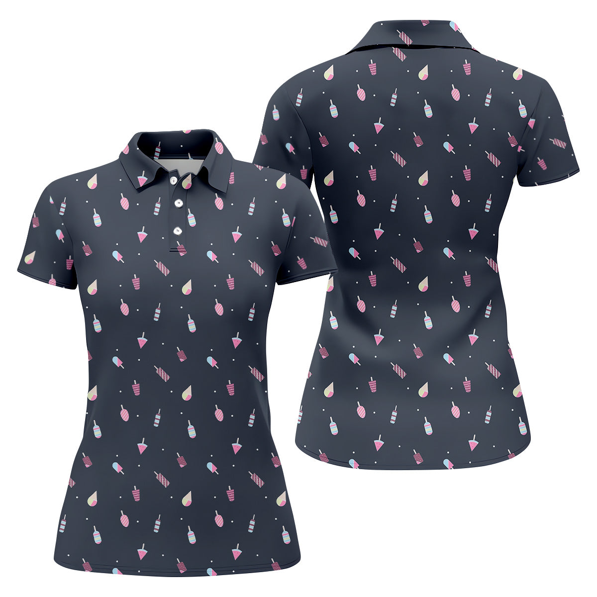 Ice Cream Pattern Golf Shirt, Ladies Sleeveless Golf Shirts, Cute Golf Shirt, Ladies Golf Shirts