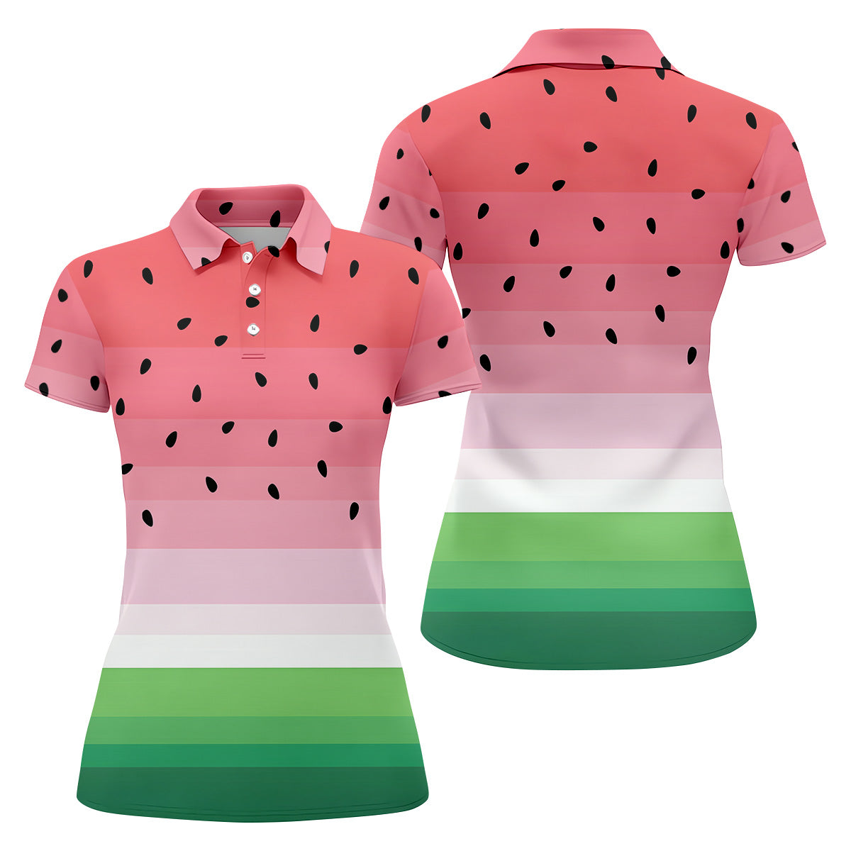 Watermelon Summer Fun Womens Golf Shirts, Pink Golf Shirt, Ladies Golf Shirts, Golfing Apparel