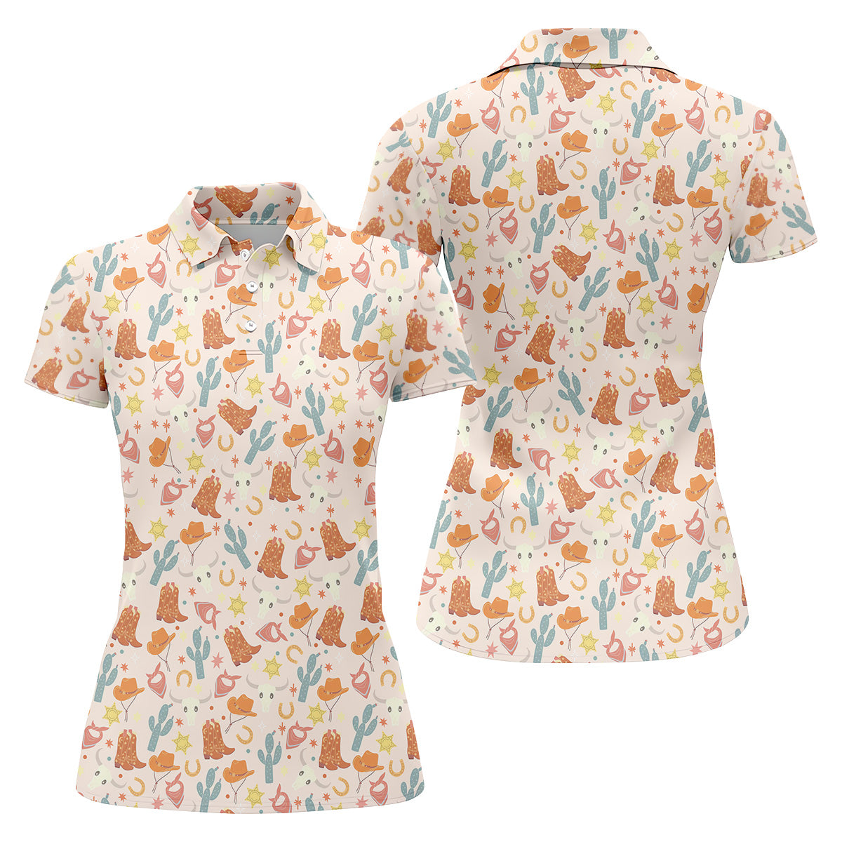 Yee Haw Western  Golf Shirt, Cowgirl Golf Shirt, Cow Skull Shirt, Women Sleeveless Polo Shirt, Women's Polo Shirt