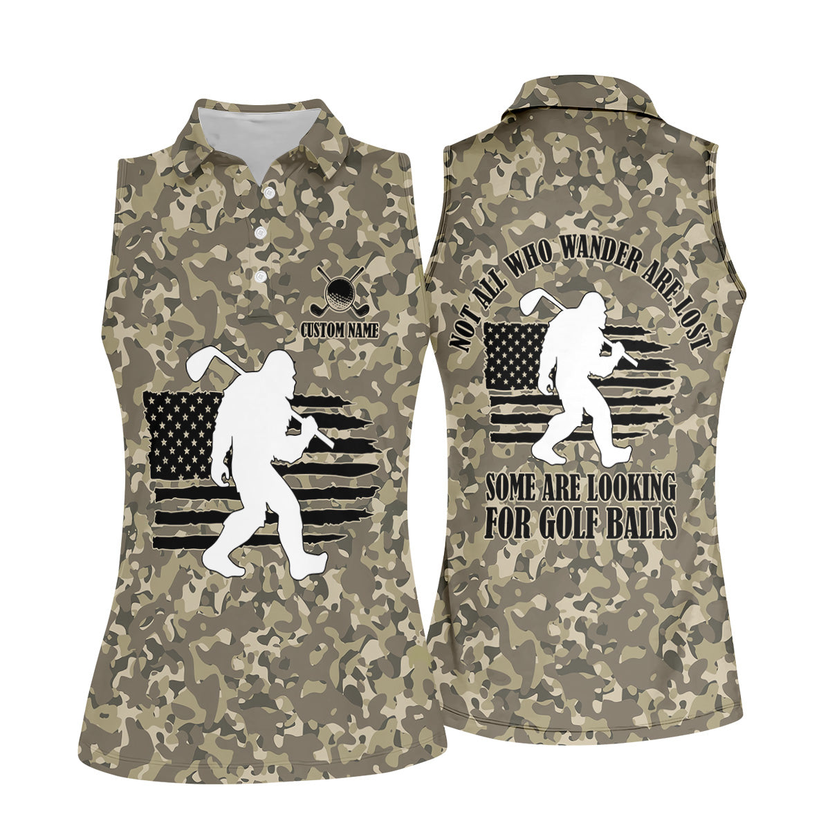 Not All Who Wander Are Lost Bigfoot Patriotic Golf Shirt, Camo Polo Shirt, Ladies Golf Shirts