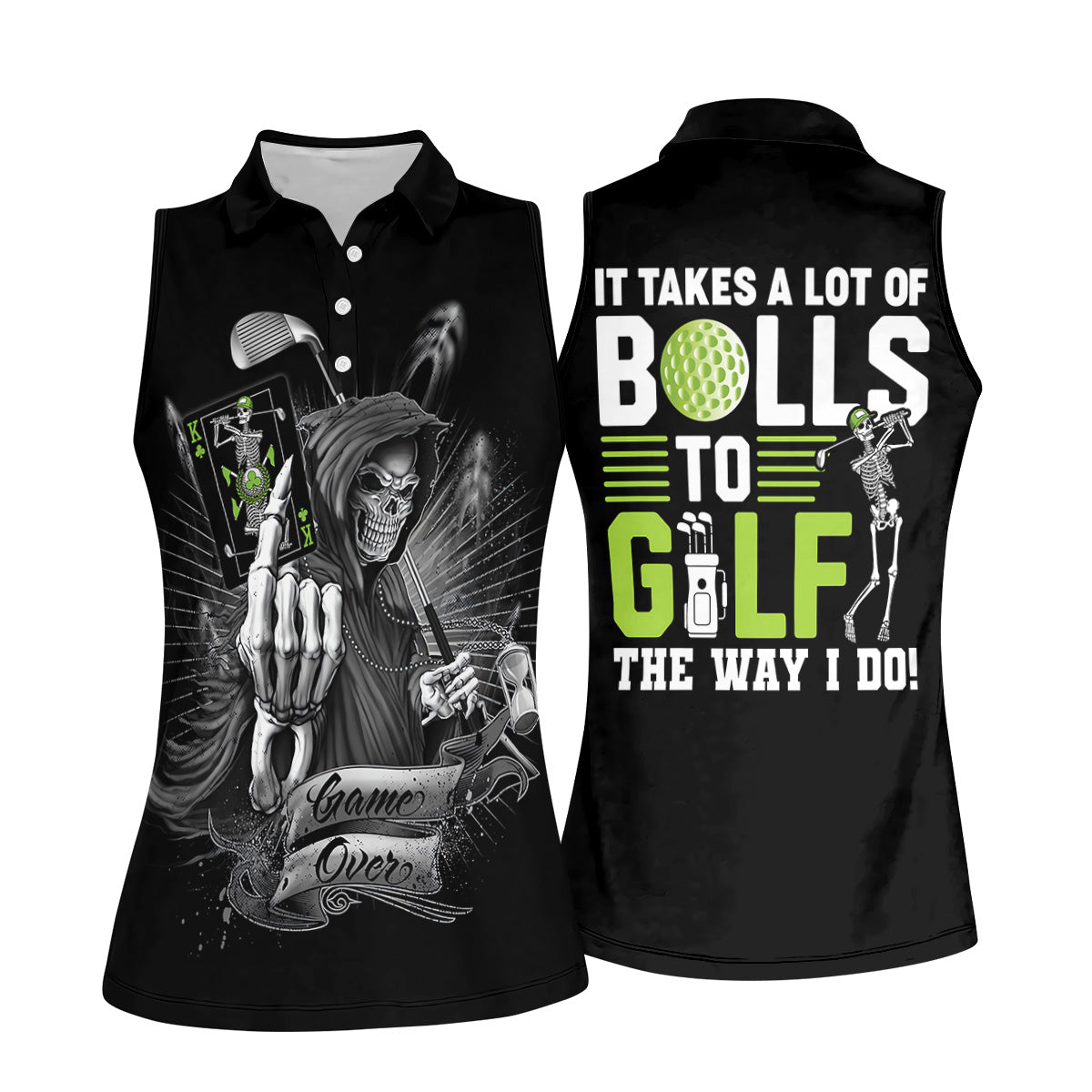 It Takes a Lot of Balls to Golf the Way I Do Funny Skeleton Ladies Golf Tops, Cool Golf Gifts, Golfing Apparel