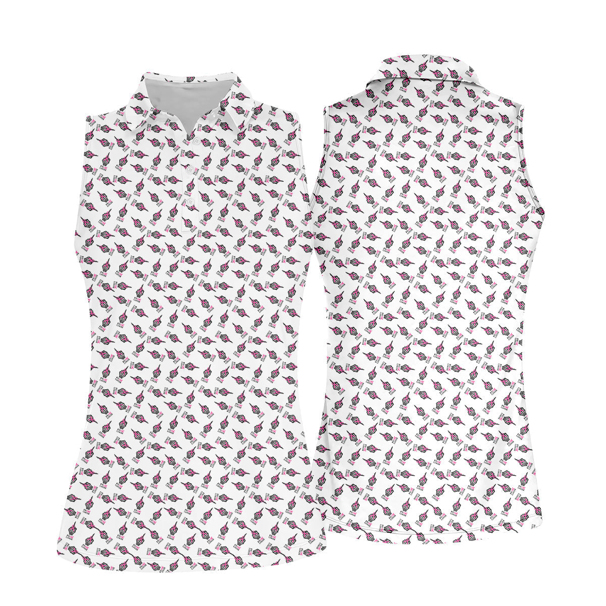 Middle Finger Breast Cancer Golf Shirt, Ladies Golf Polo Tops, Funny Women Golf Shirt, Ladies Golf Shirts